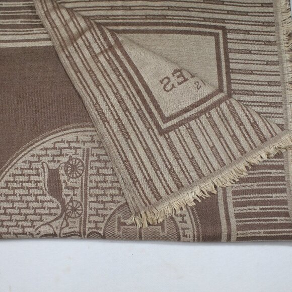 HERMES Scarf Shawl Wrap Stole 65% Cashmere 35% Silk Multicolor Used - Picture 8 of 14